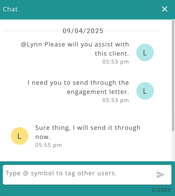 Messaging in the DataGrows Practice Management System